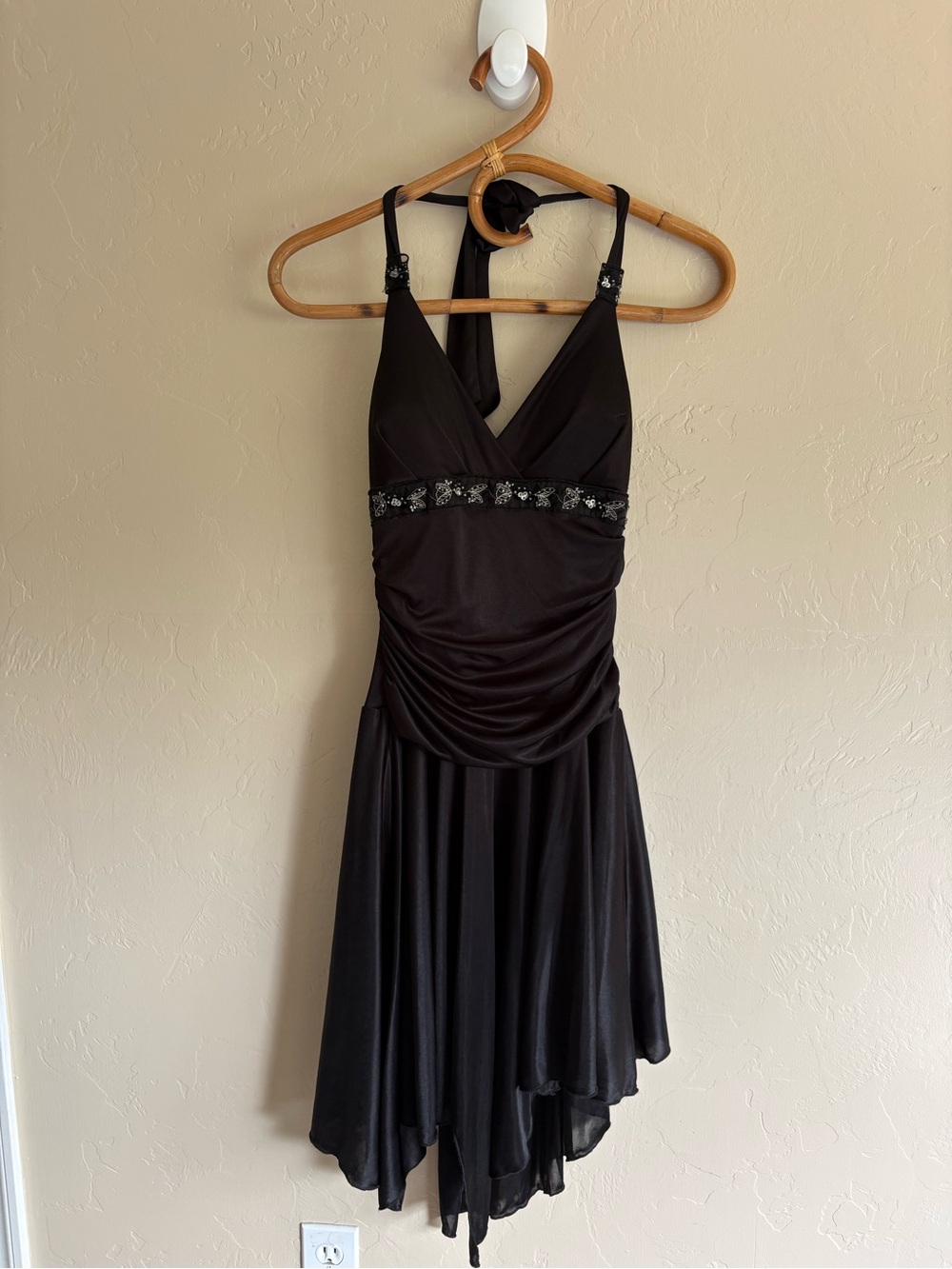 NWT Speechless Black Embellished Halter Semi Formal Mini Asymmetrical Hem Dress